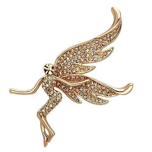 LO2863 - Flash Rose Gold White Metal Brooches with Top Grade Crystal in Champagne Default Title