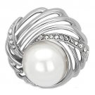LO2866 - Imitation Rhodium White Metal Brooches with Synthetic Pearl in White Default Title