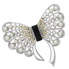LO2868 - Imitation Rhodium White Metal Brooches with Synthetic Pearl in Jet Default Title