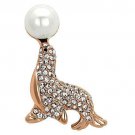 LO2873 - Flash Rose Gold White Metal Brooches with Synthetic Pearl in White Default Title