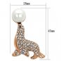 LO2873 - Flash Rose Gold White Metal Brooches with Synthetic Pearl in White Default Title