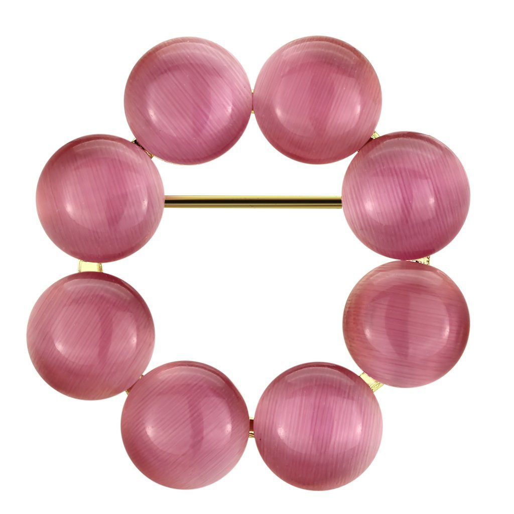 LO2886 - Flash Gold White Metal Brooches with Synthetic Cat Eye in Rose Default Title