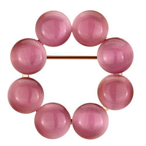 LO2887 - Flash Rose Gold White Metal Brooches with Synthetic Cat Eye in Rose Default Title