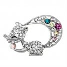 LO2888 - Imitation Rhodium White Metal Brooches with Top Grade Crystal in Multi Color Default Title