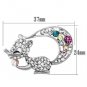 LO2888 - Imitation Rhodium White Metal Brooches with Top Grade Crystal in Multi Color Default Title