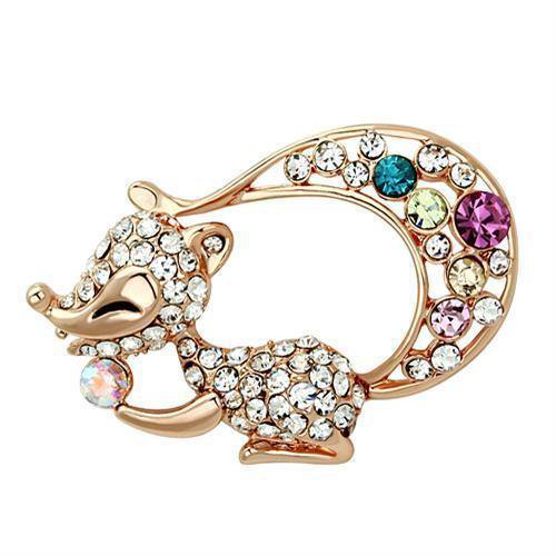 LO2889 - Flash Rose Gold White Metal Brooches with Top Grade Crystal in Multi Color Default Title