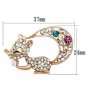 LO2889 - Flash Rose Gold White Metal Brooches with Top Grade Crystal in Multi Color Default Title