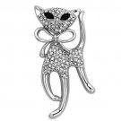 LO2900 - Imitation Rhodium White Metal Brooches with Top Grade Crystal in Jet Default Title