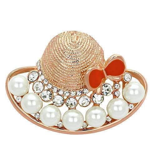 LO2902 - Flash Rose Gold White Metal Brooches with Synthetic Pearl in White Default Title