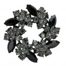 LO2917 - Ruthenium White Metal Brooches with Top Grade Crystal in Jet Default Title