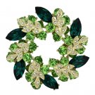 LO2918 - Flash Gold White Metal Brooches with Top Grade Crystal in Emerald Default Title