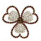 LO2925 - Flash Rose Gold White Metal Brooches with Top Grade Crystal in Smoked Quartz Default Title