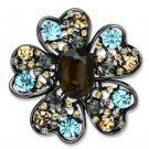 LO2926 - Ruthenium White Metal Brooches with Synthetic Synthetic Glass in Brown Default Title