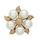 LO2928 - Flash Rose Gold White Metal Brooches with Synthetic Pearl in White Default Title
