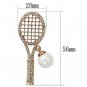 LO2930 - Flash Rose Gold White Metal Brooches with Synthetic Pearl in White Default Title