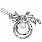 LO2938 - Imitation Rhodium White Metal Brooches with Synthetic Pearl in White Default Title