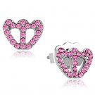 LO3231 - Rhodium Brass Earrings with Top Grade Crystal in Rose Default Title