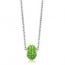 LO3330 - High polished (no plating) Stainless Steel Necklace with Top Grade Crystal in Peridot