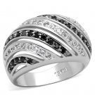 LO3399 - Rhodium + Ruthenium Brass Ring with AAA Grade CZ in Black Diamond