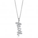 LO3488 - Rhodium Brass Chain Pendant with Top Grade Crystal in Clear