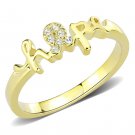 LO3965 - Flash Gold Brass Ring with Top Grade Crystal in Clear