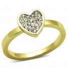 LO3983 - Flash Gold Brass Ring with Top Grade Crystal in Clear