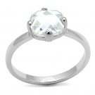 LO4080 - Rhodium Brass Ring with AAA Grade CZ in Clear