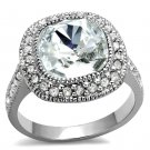 LO4092 - Rhodium Brass Ring with Top Grade Crystal in Clear