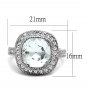 LO4092 - Rhodium Brass Ring with Top Grade Crystal in Clear