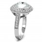 LO4092 - Rhodium Brass Ring with Top Grade Crystal in Clear