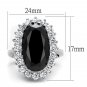LO4094 - Rhodium Brass Ring with AAA Grade CZ in Black Diamond