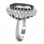 LO4094 - Rhodium Brass Ring with AAA Grade CZ in Black Diamond