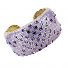LO4271 - Gold Brass Bangle with Top Grade Crystal in Tanzanite