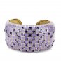 LO4271 - Gold Brass Bangle with Top Grade Crystal in Tanzanite
