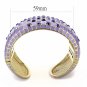 LO4271 - Gold Brass Bangle with Top Grade Crystal in Tanzanite