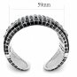 LO4272 - Rhodium Brass Bangle with Top Grade Crystal in Black Diamond