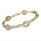 LO4273 - Gold Brass Bangle with Synthetic in Light Amethyst