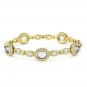 LO4273 - Gold Brass Bangle with Synthetic in Light Amethyst