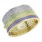 LO4277 - Gold Brass Bangle with Top Grade Crystal in Multi Color
