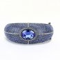 LO4283 - TIN Cobalt Black Brass Bangle with Top Grade Crystal in Sapphire