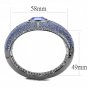 LO4283 - TIN Cobalt Black Brass Bangle with Top Grade Crystal in Sapphire