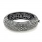 LO4304 - TIN Cobalt Black Brass Bangle with Top Grade Crystal in Black Diamond
