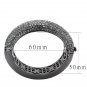 LO4304 - TIN Cobalt Black Brass Bangle with Top Grade Crystal in Black Diamond