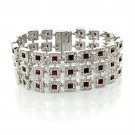 LO444 - Rhodium Brass Bracelet with Top Grade Crystal in Siam