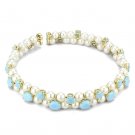 LO4661 - Gold Brass Necklace with Synthetic Glass Bead in White