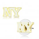 LO4666 - Gold Brass Earrings with Epoxy in White Default Title