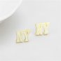 LO4666 - Gold Brass Earrings with Epoxy in White Default Title