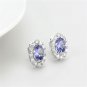 LO4674 - Rhodium Brass Earrings with Synthetic Synthetic Glass in Tanzanite Default Title