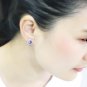 LO4674 - Rhodium Brass Earrings with Synthetic Synthetic Glass in Tanzanite Default Title