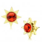 LO4675 - Gold Brass Earrings with Top Grade Crystal in Orange Default Title